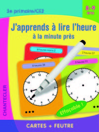 CARTES + FEUTRE -J'APPRENDS A LIRE L'HEURE (8-9 A.)