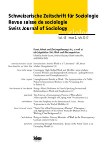 REVUE SUISSE DE SOCIOLOGIE, VOL. 43, ISSUE 2/2017. KUNST, ARBEIT UND