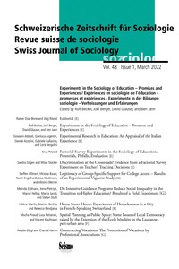 Revue suisse de sociologie, vol. 48-Issue 1/2022
