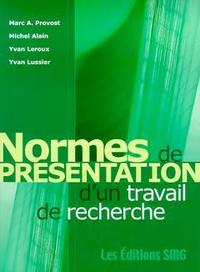 NORMES DE PRESENTATION D'UN TRAVAIL DE RECHERCHE