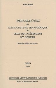 Déclarations sur l'agriculture transgénique et ceux qui prétendent s'y opposer