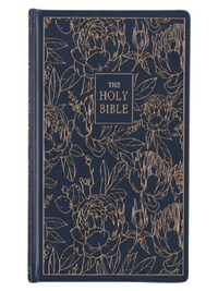 NAVY BLUE FLORAL FAUX LEATHER HARDCOVER LARGE PRINT KJV NOTE-TAKING