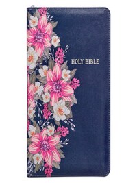 FLORAL BLUE FAUX LEATHER KING JAMES VERSION DELUXE GIFT BIBLE WITH