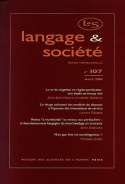 Langage et société, n° 107/mars 2004