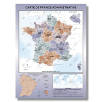 CARTE DE FRANCE ADMINISTRATIVE - MODELE AVENTURINE - AFFICHE 60X80CM