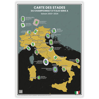 Carte des Stades de Foot du Championnat d’Italie Série A : Saison 2023-2024 -Affiche 50x70cm