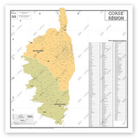 Carte Administrative de la Région Corse - Poster Plastifié 120x120cm