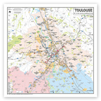 CARTE DE TOULOUSE ET SON AGGLOMERATION - POSTER PLASTIFIE 100X100CM