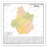 Carte Administrative de la Région Centre-Val de Loire - Poster Plastifié 120x120cm