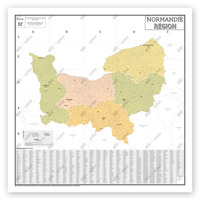 Carte Administrative de La Région Normandie -poster Plastifié 120x120cm