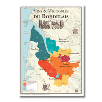 Carte des Vins de Bordeaux et Vignobles du Bordelais - Affiche A2
