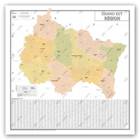 Carte Administrative de la Région Grand Est - Poster Plastifié 120x120cm