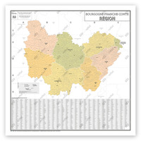 Carte Administrative de la Région Bourgogne-Franche-Comté - Poster Plastifié 120x120cm