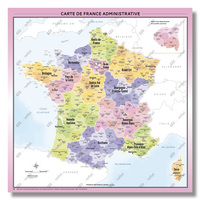 CARTE DE FRANCE ADMINISTRATIVE - MODELE FLUORINE - AFFICHE 100X100CM