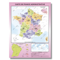 CARTE DE FRANCE ADMINISTRATIVE - MODELE FLUORINE - AFFICHE 60X80CM