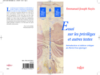 ESSAIS SUR LES PRIVILEGES ET AUTRES TEXTES - REIMPRESSION DES EDITIONS DE 1788, 1789 ET 1795