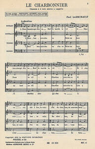 PAUL LADMIRAULT : THE COAL SELLER (SCTB) - CHOEUR SATB - REDUCTION POUR VOIX ET PIANO