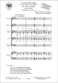 UNGARETTI GRIMBERT A PLUSIEURS VOIS PJ483 LA TUA LUCE 6 PART & PIANO