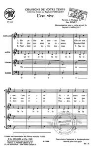 BEART PASSAQUET CHANSONS DE NOTRE TEMPS PJ102 L'EAU VIVE 4 PART