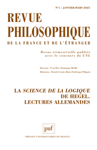 REVUE PHILOSOPHIQUE 2025, T. 150(1)