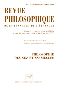 Revue philosophique 2018, t. 143 (4)