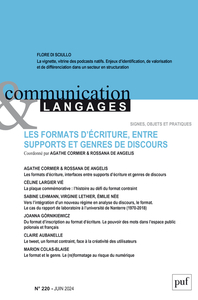 COMMUNICATION ET LANGAGES 2024, N.220 - LES FORMATS D'ECRITURE, INTERFACES ENTRE SUPPORTS D'ECRITURE