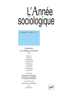 ANNEE SOCIOLOGIQUE 2022, VOL. 72(1)