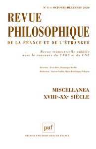 Revue philosophique 2020, t. 145 (4)