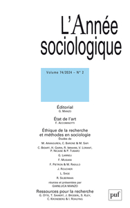 ANNEE SOCIOLOGIQUE 2024, VOL. 74(2)