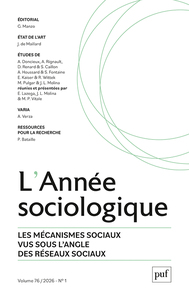 ANNEE SOCIOLOGIQUE 2026, VOL. 76(1)