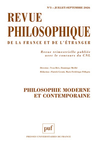 REVUE PHILOSOPHIQUE 2026, T. 151(3)