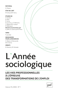 ANNEE SOCIOLOGIQUE 2025, VOL. 75(1)