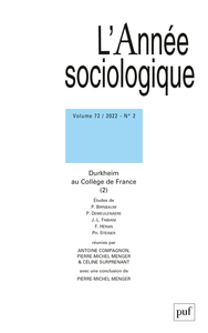 ANNEE SOCIOLOGIQUE 2022, VOL. 72(2)