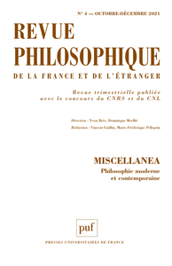 Revue philosophique 2021, t. 146(4)