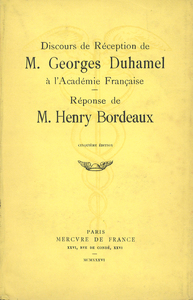 Discours de réception à l'Académie française et réponse de M. Henry Bordeaux