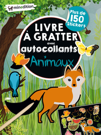 Livre à gratter avec autocollants  - Animaux