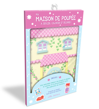 MA MAISON DE POUPEE A DEPLIER, COLORIER ET DECORER ! - AVEC UN DEPLIANT A COMPLETER ET DEUX PLANCHES