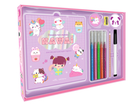 DESSINE TON MONDE KAWAI (COFFRET) - AVEC DES PAS A PAS SUPER MIGNONS !