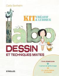 LABO DESSIN ET TECHNIQUES MIXTES : KIT CREATIF ET LUDIQUE - 1 LIVRE D'EXERCICES + 1 LIVRE DE GRIFFON