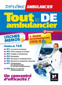 Tout le DE - Ambulancier - modules 1 à 8 en fiches mémos - DEA - Révision 3e édition