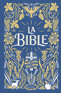 La Bible – reliée + jaspage foncée - bleu marine