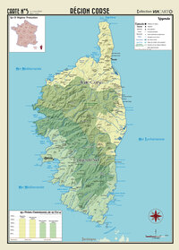 POSTER GEOGRAPHIQUE - CORSE - 50 X 70