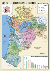 POSTER GEOGRAPHIQUE - NOUVELLE - AQUITAINE - 50 X 70