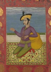CARNET BLANC, PRINCE INDIEN A GENOUX, MINIATURE 18E