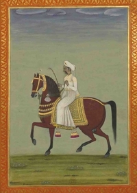 CARNET BLANC, PRINCE INDIEN A CHEVAL, MINIATURE 18E