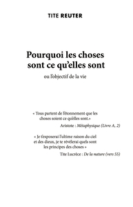 POURQUOI LES CHOSES SONT CE QU'ELLES SONT - L'OBJECTIF DE LA VIE