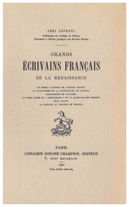 Grands écrivains français de la Renaissance