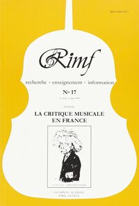 Revue Internationale de Musique Française (RIMF). Numéro 17