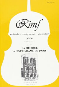 Revue Internationale de Musique Française (RIMF). Numéro 16