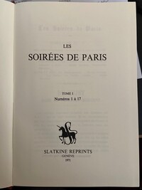 Revue Les Soirées de Paris. en 2 volumes reliés